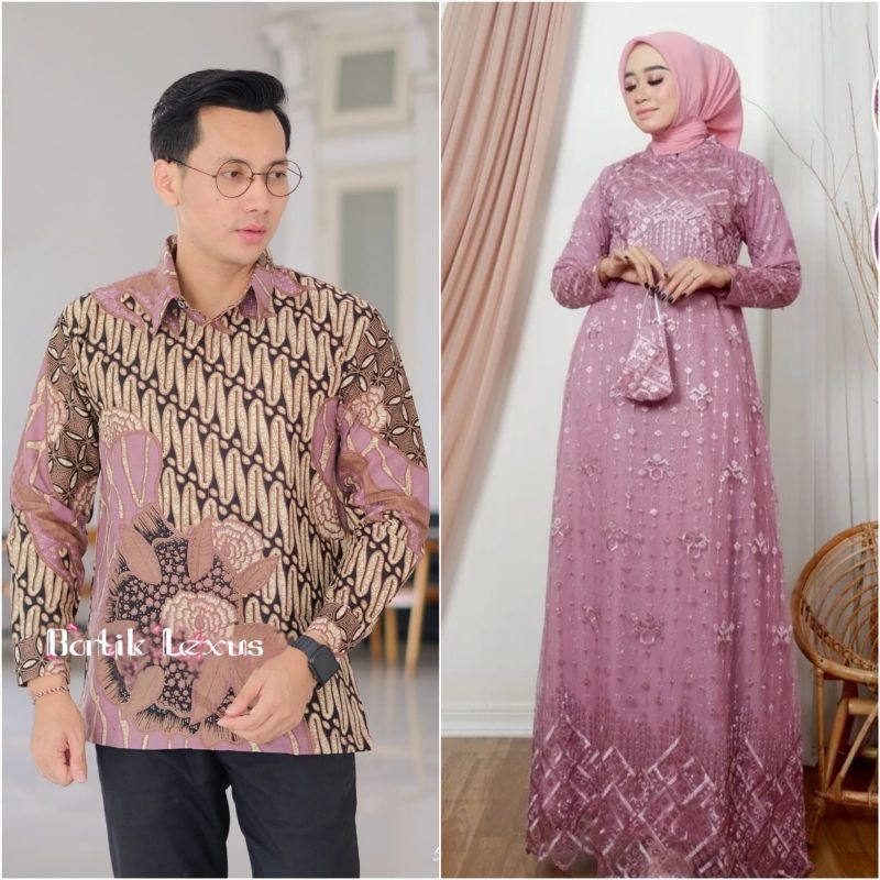Kemeja Batik Pria Premium Dusty Pink Parang Modern