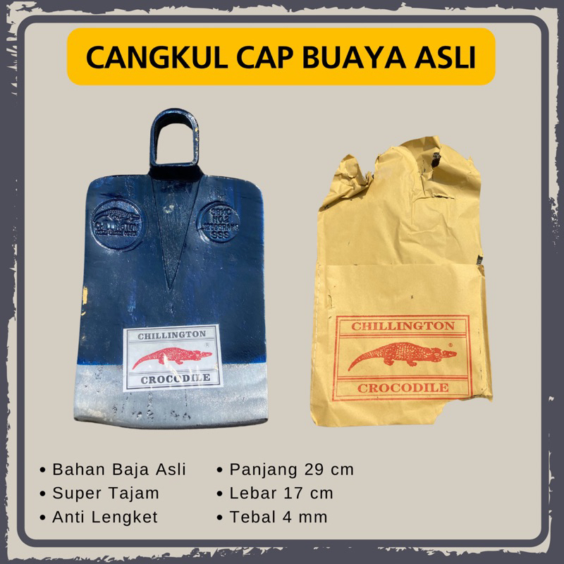 Cangkul Crocodile Asli - Cangkul Crocodile import - Cangkul Cap Buaya Bahan Baja cor - Pacul Berlada