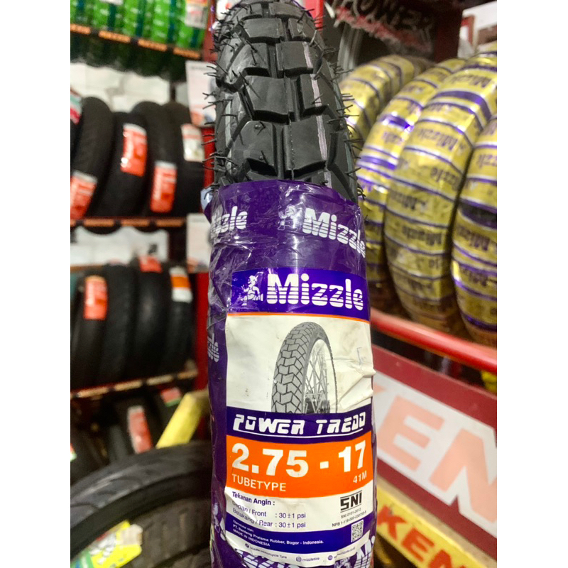 BAN LUAR 275-17 POWER TREAD MIZZLE ORIGINAL MOTOR BEBEK RING 17 BELAKANG NON TUBLES (PAKAI BAN DALAM