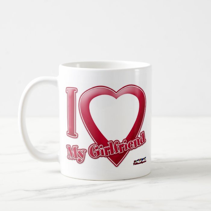 Mug Gelas I Love my GIRLFRIEND Bisa tambah foto dalam bingkai love (foto kirim lewat email (jinadija