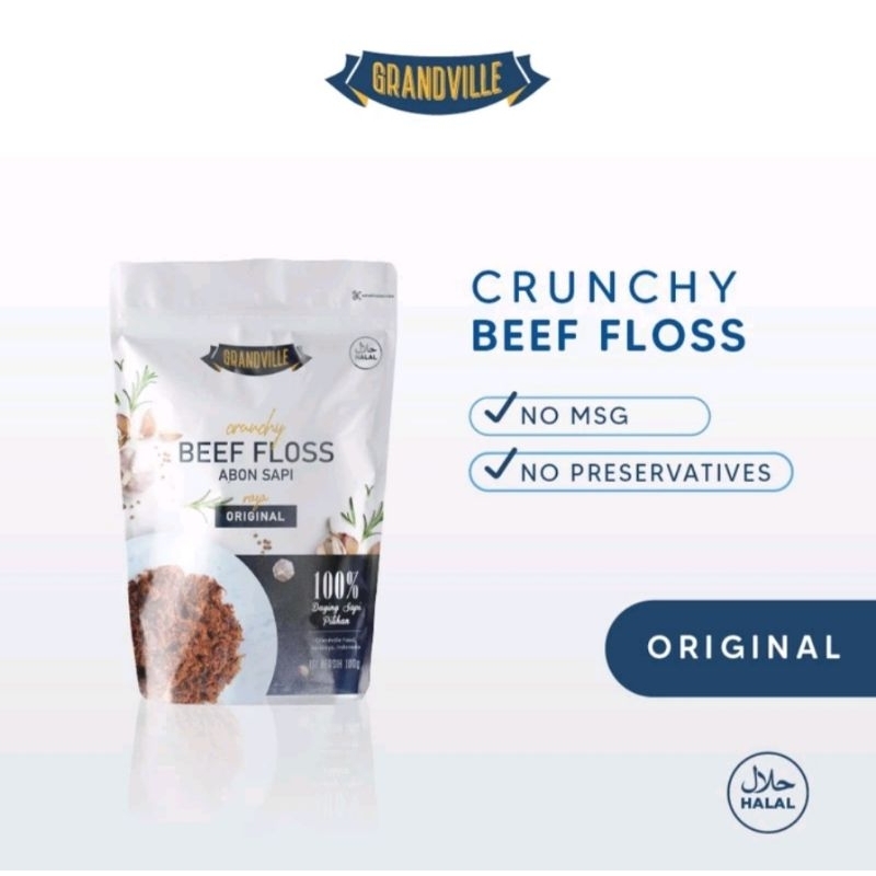 

GRANDVILLE CRUNCHY FLOSS ABON CIPUNG 100GR - SAPI AYAM IKAN ORI - SAPI AYAM IKAN SPICY