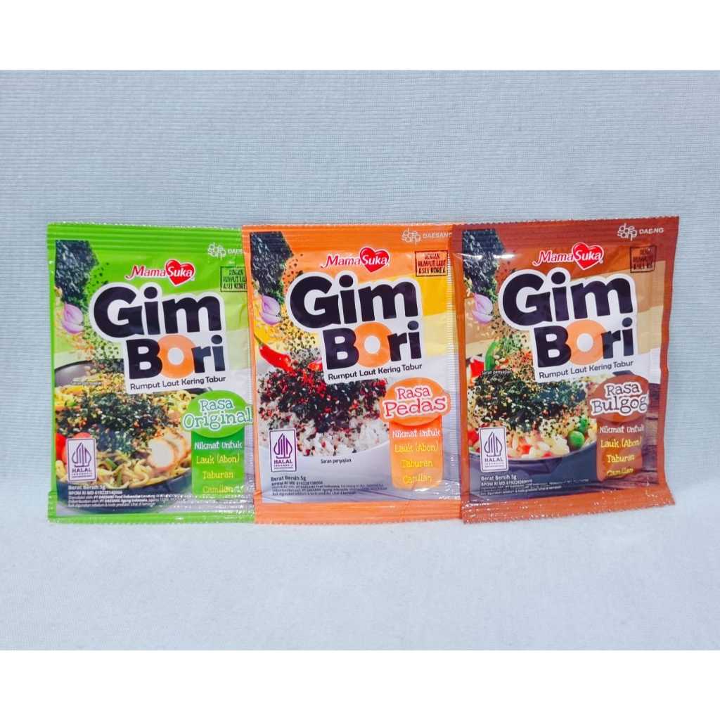 

MamaSuka Gim Bori Rumput Laut Kering Tabur Rasa Original / Bulgogi / Pedas (6 Sachet)