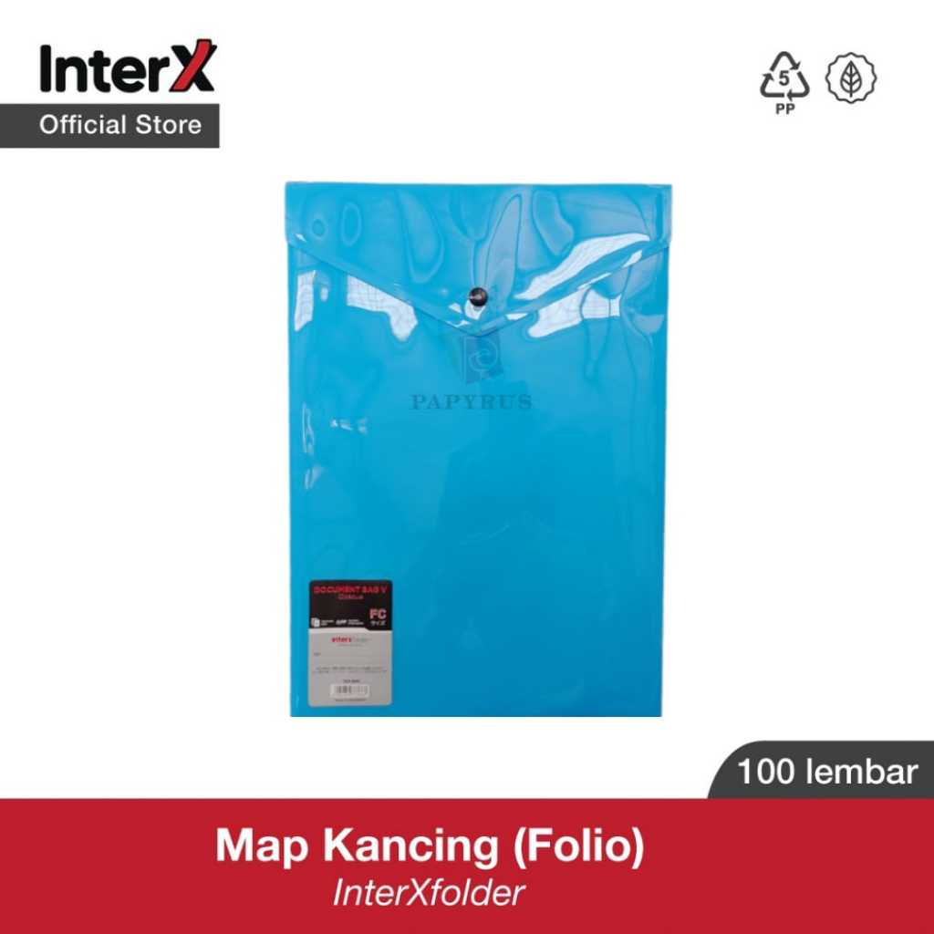 

MAP PLASTIK KANCING / MAP KANCING PUNGGUNG / DOCUMENT BAG / MAP KANCING FOLIO INTER-X DBX800F BIRU