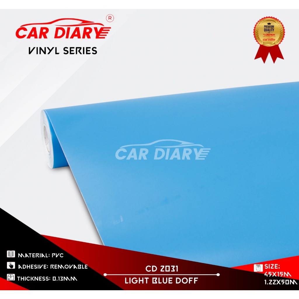 STIKER DEREK VINYL LIGHT BLUE DOFF / VINIL CAR DIARY / STICKER CUTTING MURAH UKURAN L 122 CM X P 50 