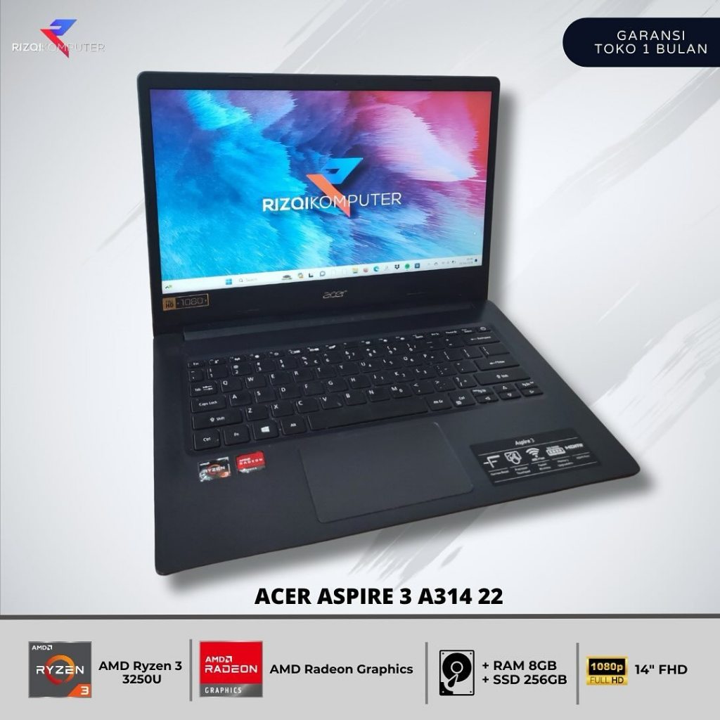 Acer Aspire 3 A314 - 22 AMD Ryzen 3-3250U Ram 8GB SSD 256GB