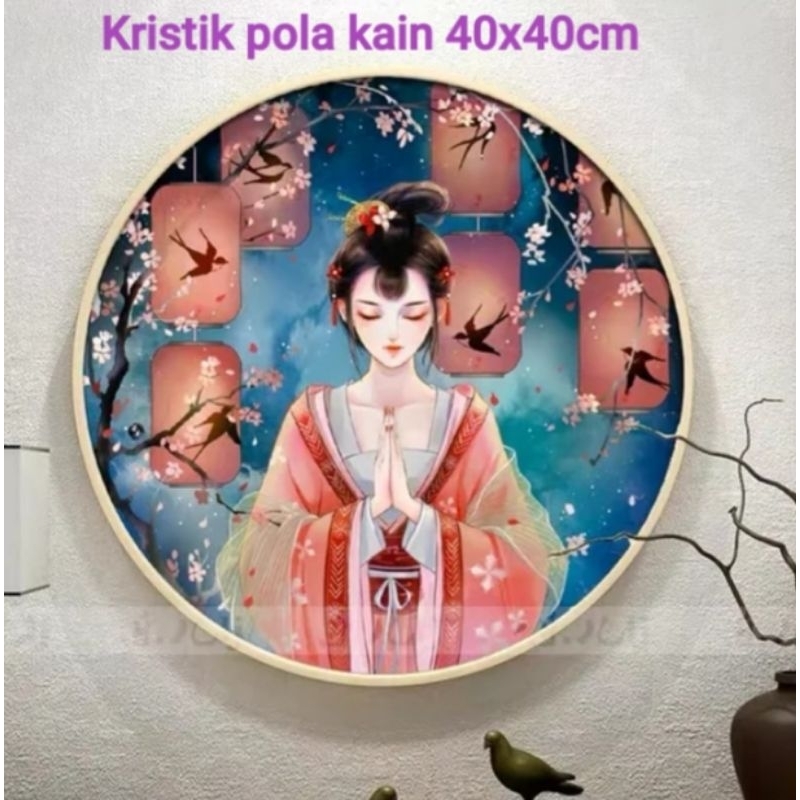 DIY Paket kristik wanita china lampion chinese princess pola kain cross stitch kit