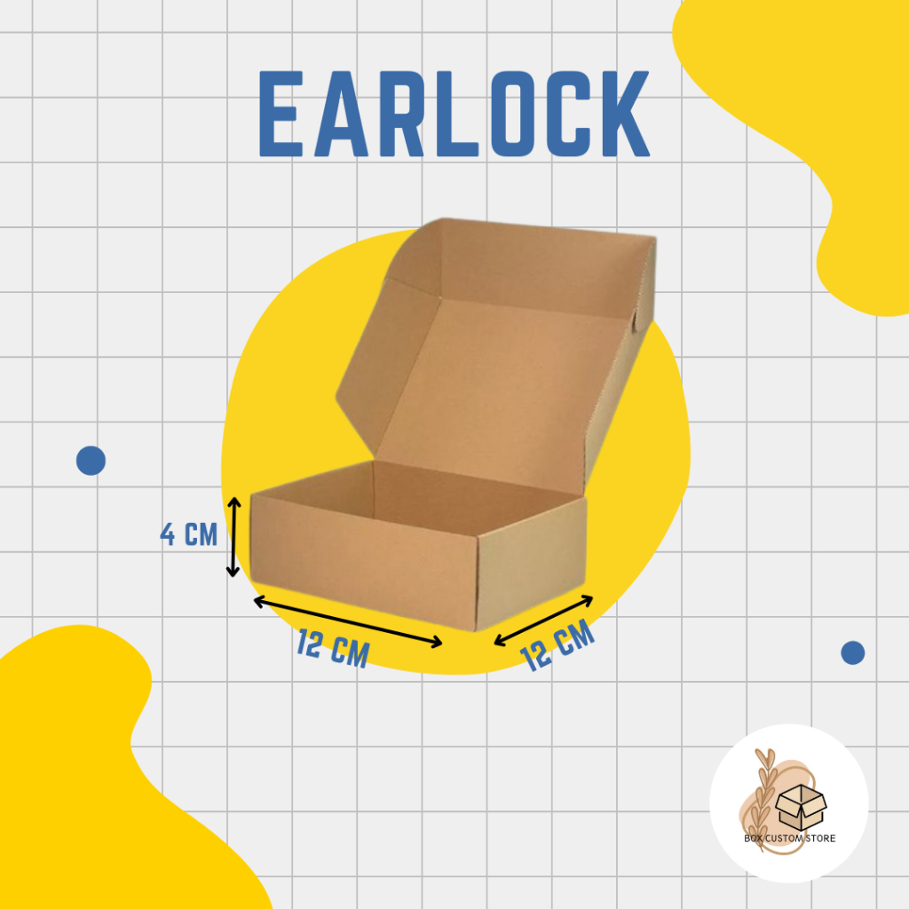 

Packing Kardus Earlock Box Die Cut Polos Ukuran 12cm x 12cm x 4cm