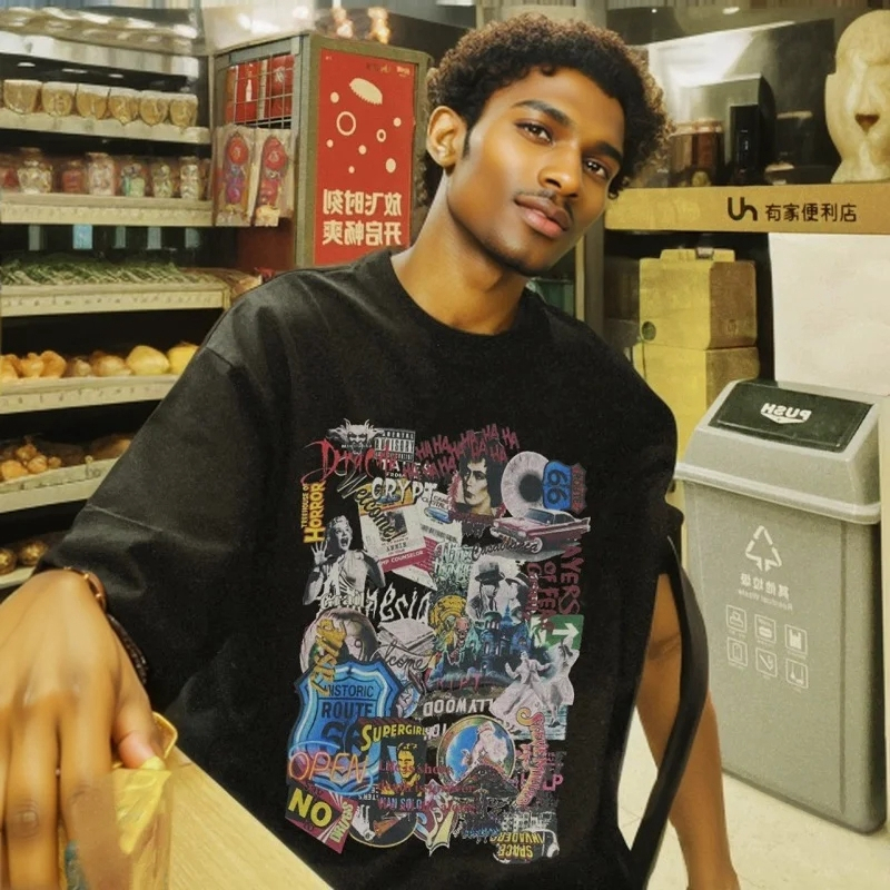 [HOT]WE11DONE TRACK Kaos Tshirt Poster film Lengan Pendek Oversize