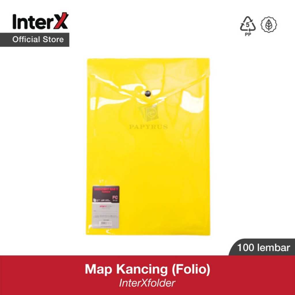 

MAP PLASTIK KANCING / MAP KANCING PUNGGUNG / DOCUMENT BAG / MAP KANCING FOLIO INTER-X DBX800F KUNING