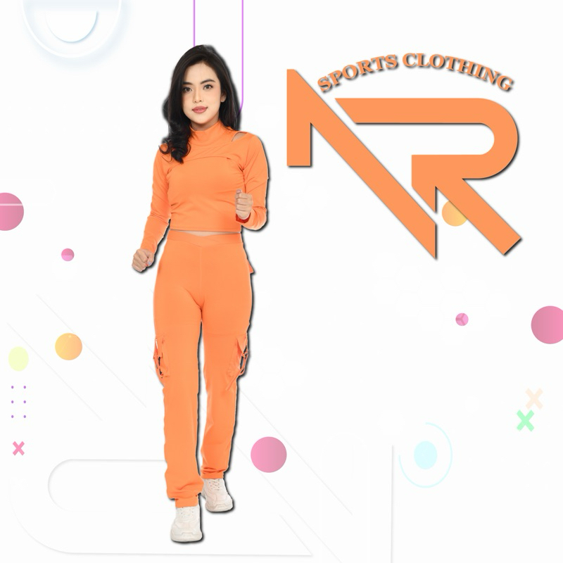 setelan baju olahraga wanita crop top lengan panjang crop top korea long sleeve,pakaian senam,cargo 