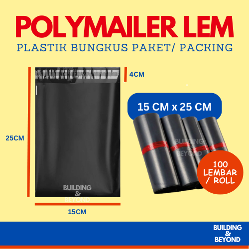 

POLYMAILER WARNA HITAM EKONOMIS 15 x 25 CM BUNGKUS PAKET ONLINE PACKING ISI 100 LEMBAR PCS