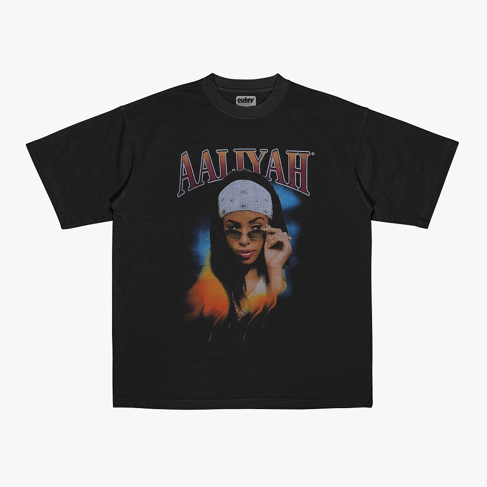 (OUKEY) T shirt  Oversize Vintage Aaliyah