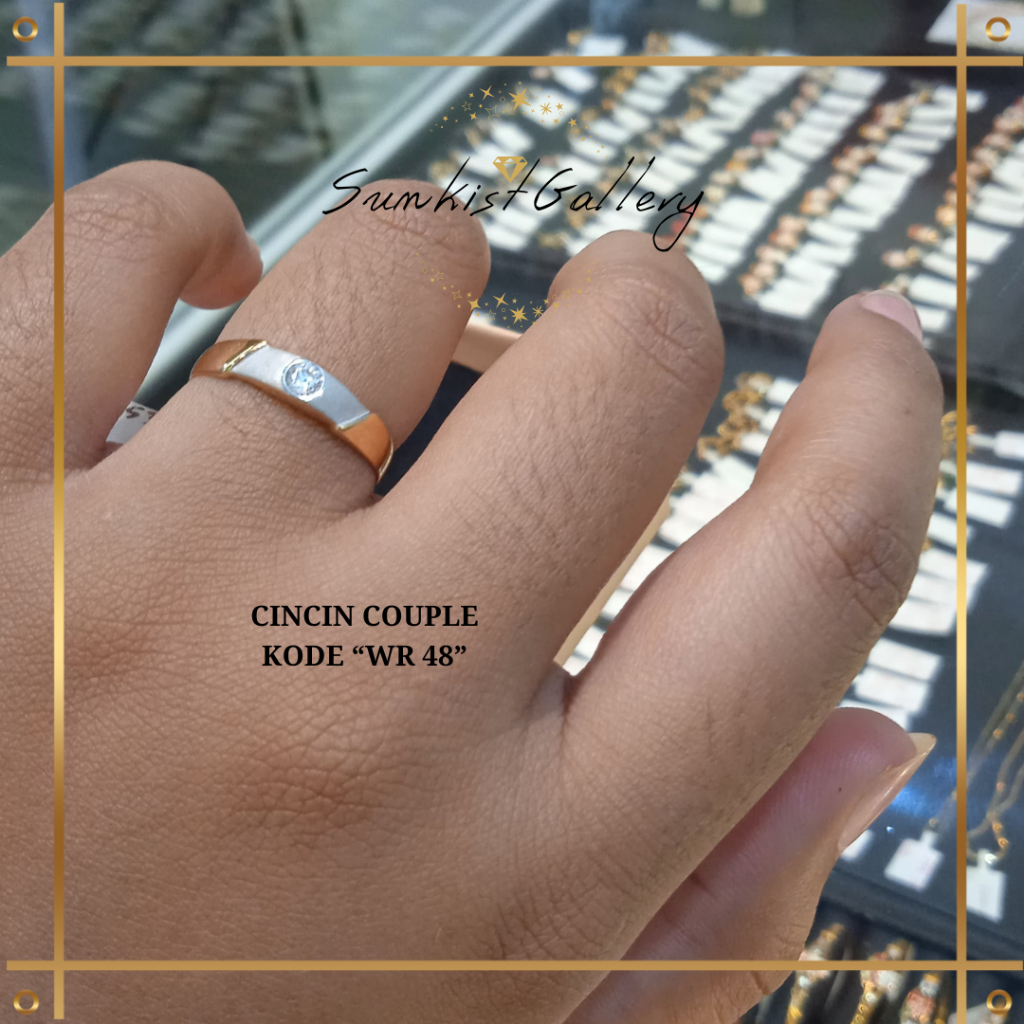 CINCIN TUNANGAN SEPASANG EMAS ASLI KADAR 8K/375 CINCIN NIKAH MEWAH TERBARU KODE WR 48