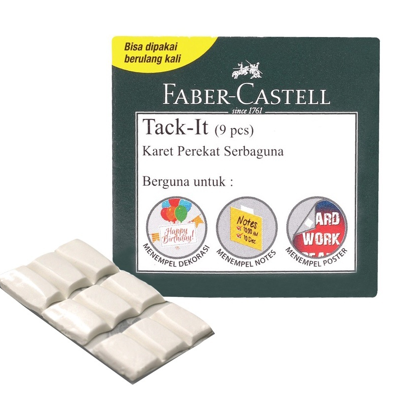 

GLUE TACK / BLU TACK / LEM TEMPEL / PEREKAT SERBAGUNA / MULTI PURPOSE ADHESIVE / REUSABLE ADHESIVE / TACK IT FABER CASTELL 6 GRAM