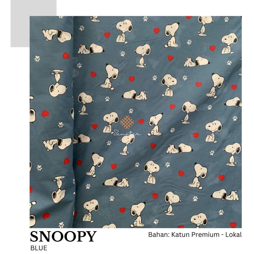 Kain Meteran Motif Snoopy Dark Grey