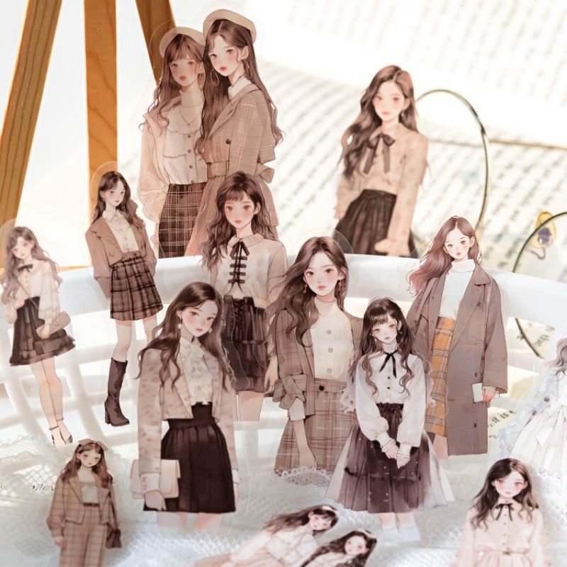 

sticker girl PET untuk journaling bujo ephemera astetik