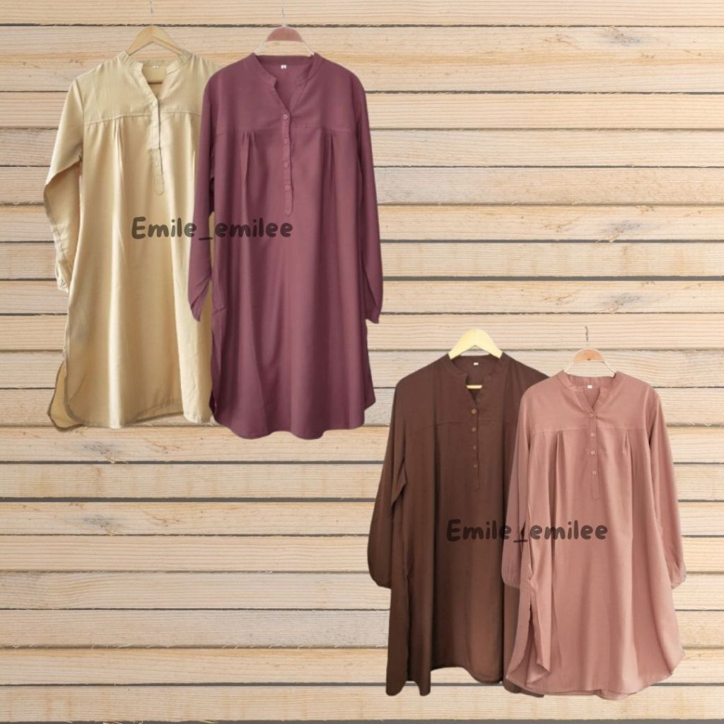 Tunik polos viscose atasan wanita jumbo coklat kode 16 - coklat tua - coklat susu - cream