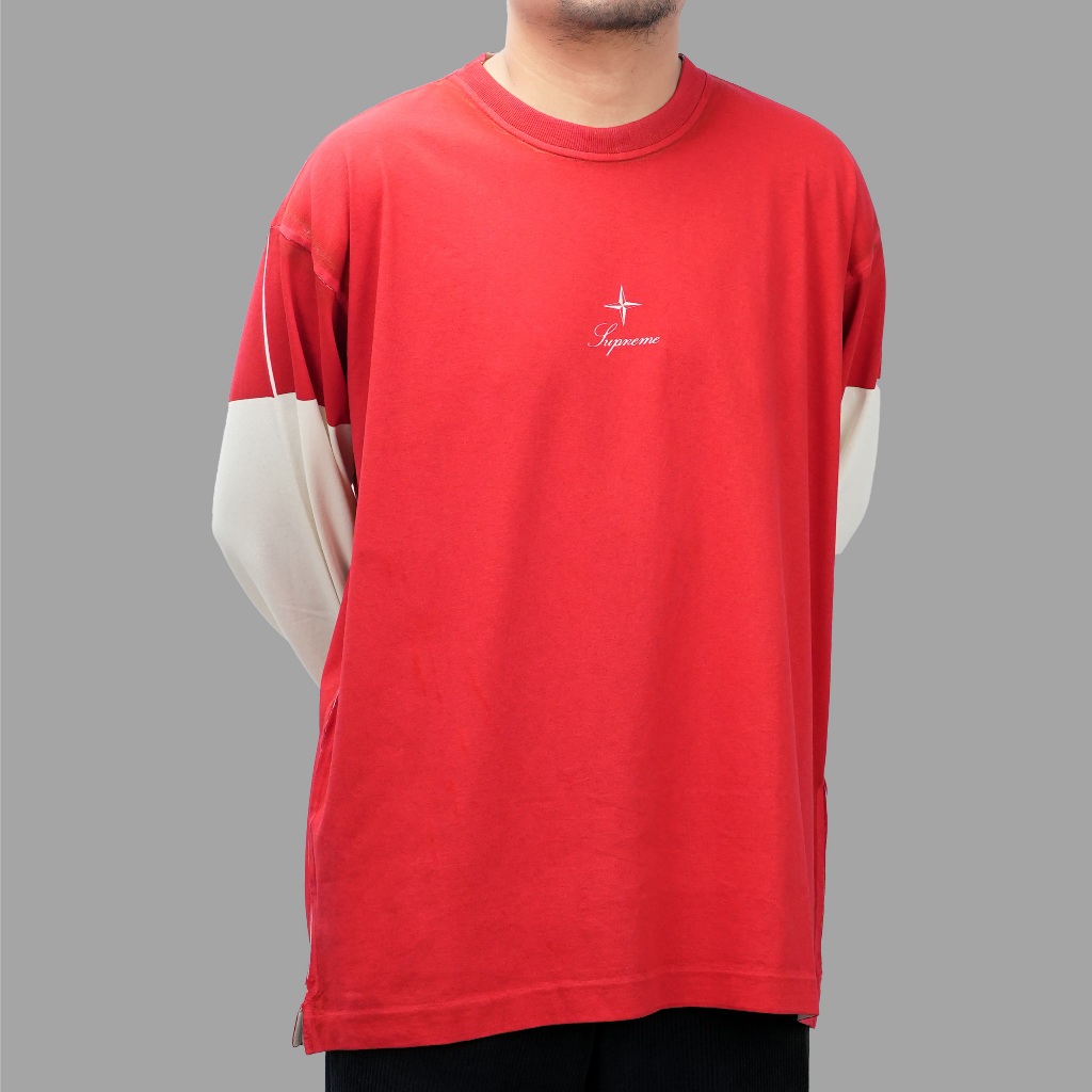 Supreme x Stone Island Long Sleeve Red FW23