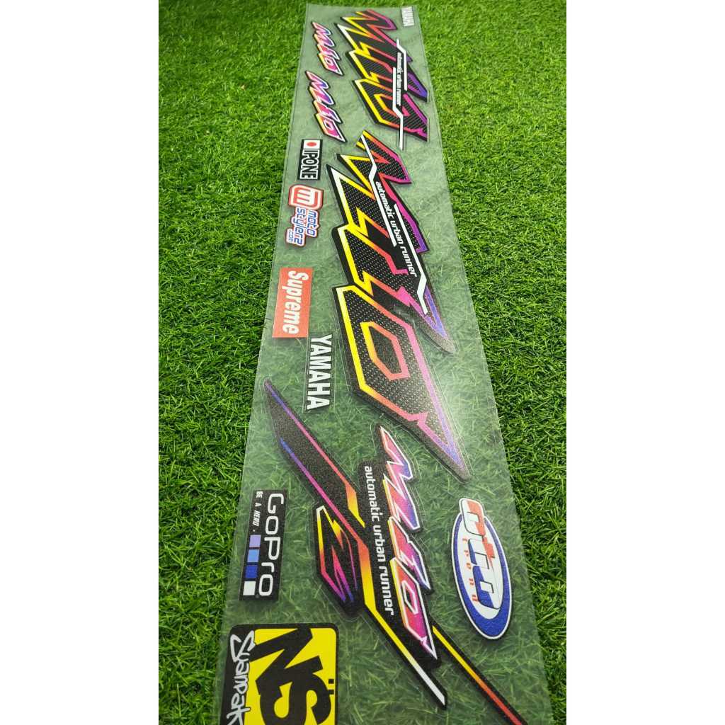Striping Transparan UV Mio Sporty/Smile 2008-2013 Motif Automatic Urban Runner Variasi Ungu Kuning