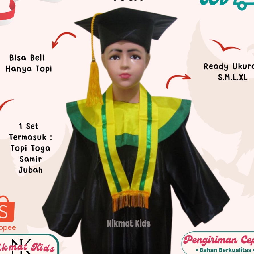 Terlaris Baju toga anak seragam wisuda anak tk laki laki perempuan