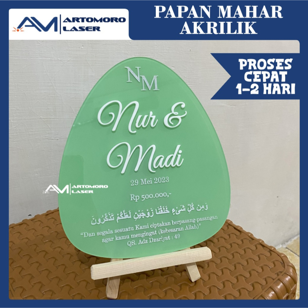 PAPAN MAHAR PERNIKAHAN AKRILIK | HIASAN SESERAHAN CUSTOM | DEKORASI MAHAR TETES AIR AKRILIK