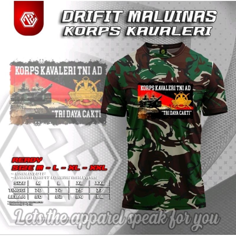 KAOS LORENG MALVINAS KAVALERI TNI AD / KAOS OLAHRAGA OUTDOOR DRYFIT TNI AD KAVALERI