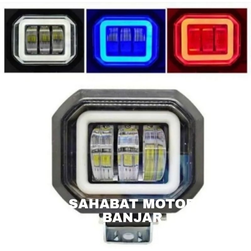 LAMPU TEMBAK DAYMAKER 3 LENSA KOTAK BIRU KUALITAS SUPER TERANG daymaker 3lensa biru kotak waterproof