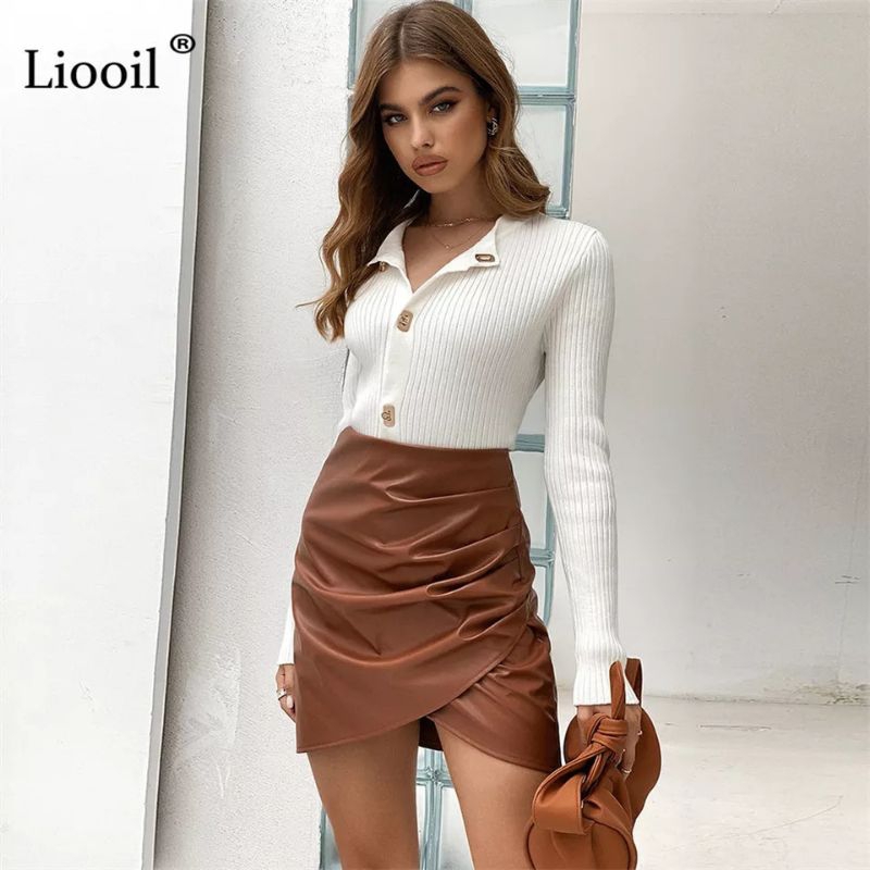 Rok kulit / rok kulit wanita / rok mini skirt Leather /rok kulit Korean style