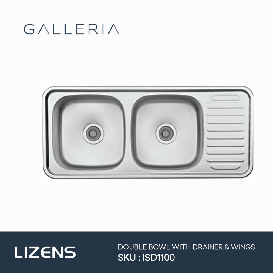 Lizens Double Bowl Kitchen Sink ISD1100/ Bak Cuci Piring