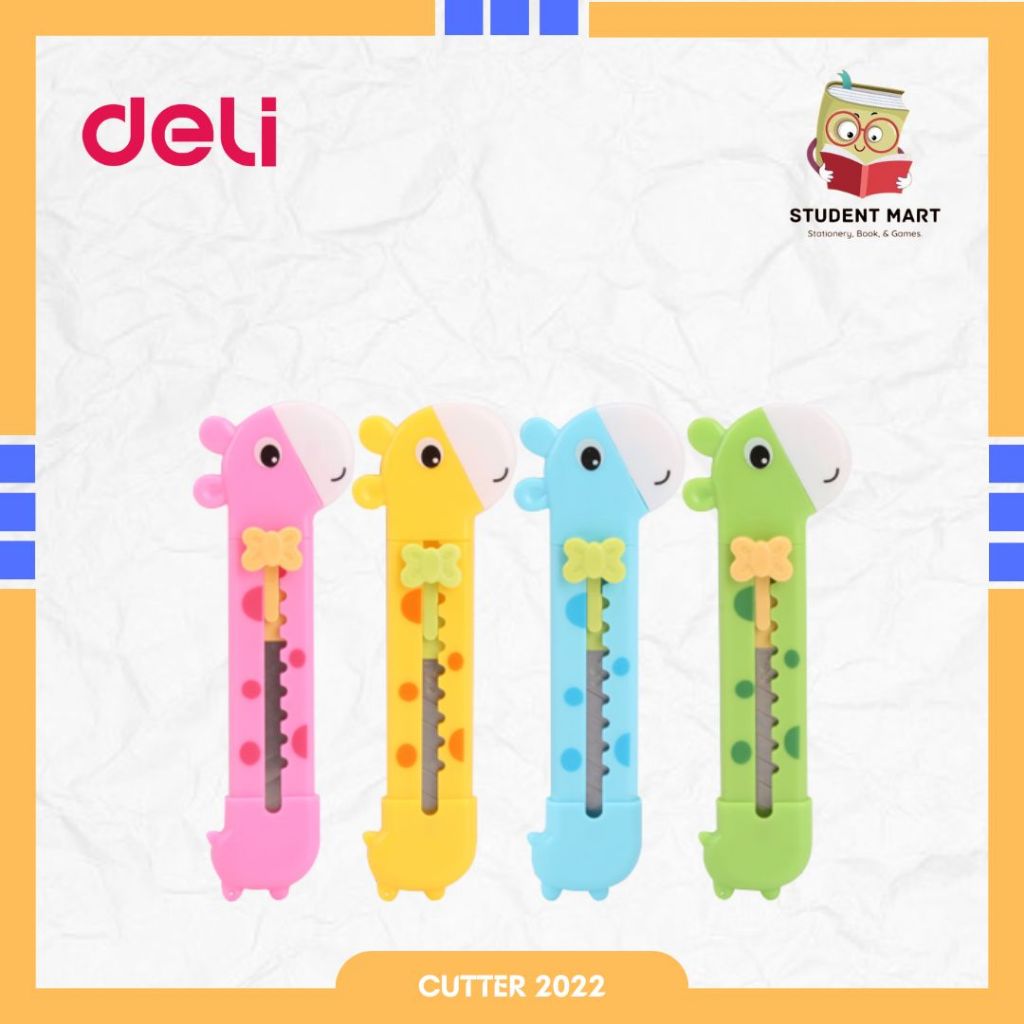 

DELI Mini Cutter Jerapah 2022, Pisau Pemotong Kertas Motif