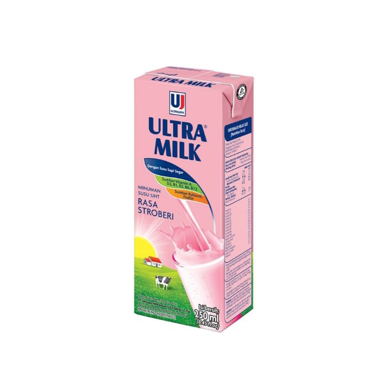 

[ 3 Pcs ] Ultra Milk Susu UHT Strawberry 250ml
