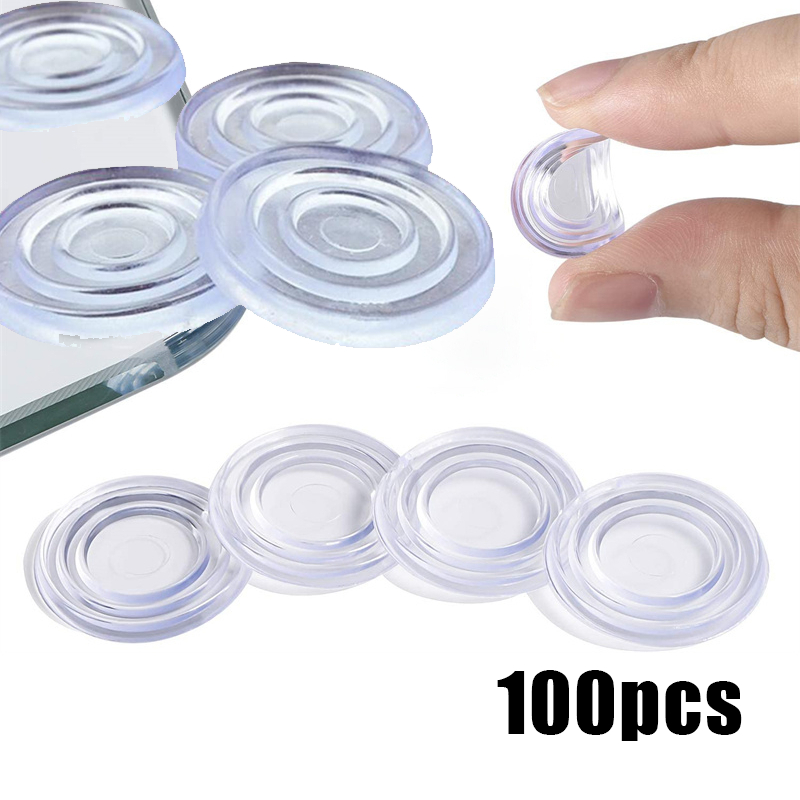 100pcs 24 mm Karet Bulat Bening Tataan Meja Kaca Karet Ganjal Kaca