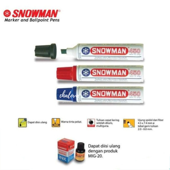 

[PCS] SPIDOL SNOWMAN HITAM PERMANENT HITAM, MERAH, BIRU 450