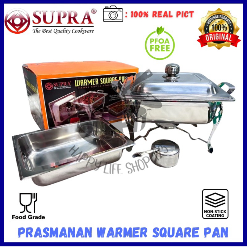 Warmer Square Pan SUPRA Stainless Steel / Prasmanan Stainless SUPRA