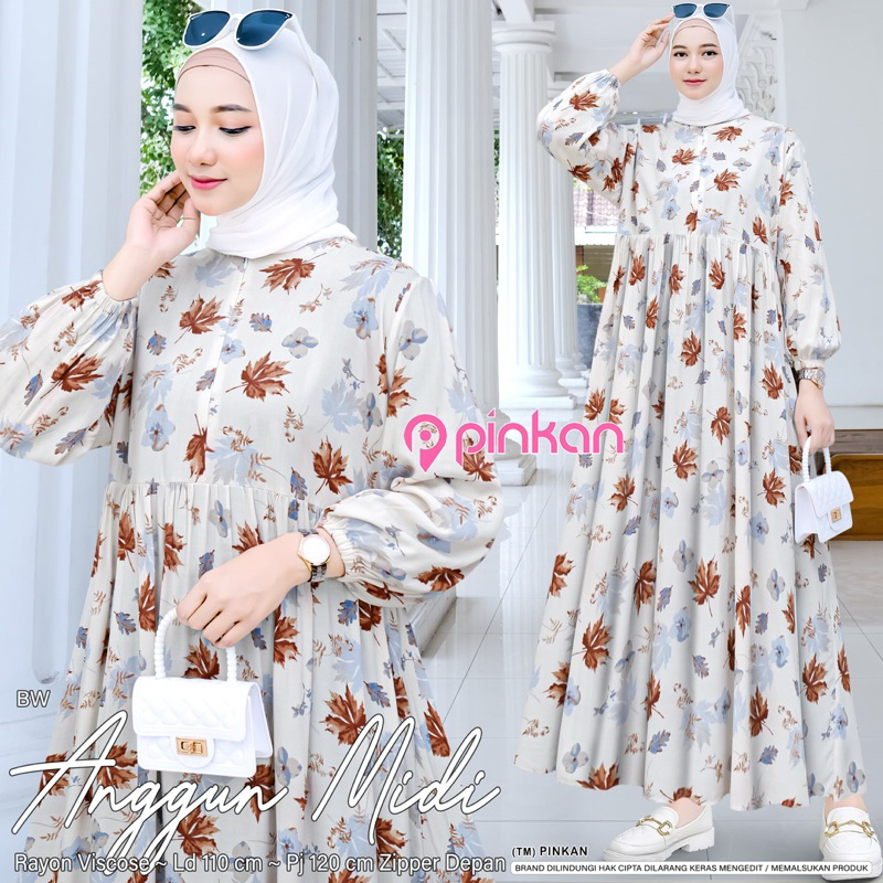Gamis Maxy Midi Dress Rayon Motif SALORA#2 MIDI by Pinkan Premium Baju Muslim Dewasa Perempuan Terba