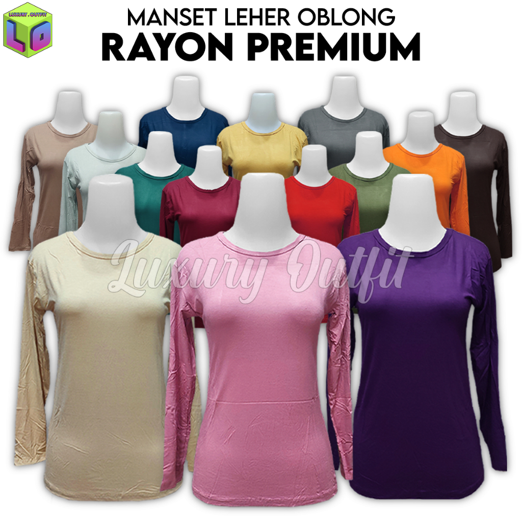 Baju Manset Lengan Panjang Wanita Bahan Rayon Premium Kerah Leher O Neck Polos Dalaman Perempuan Put