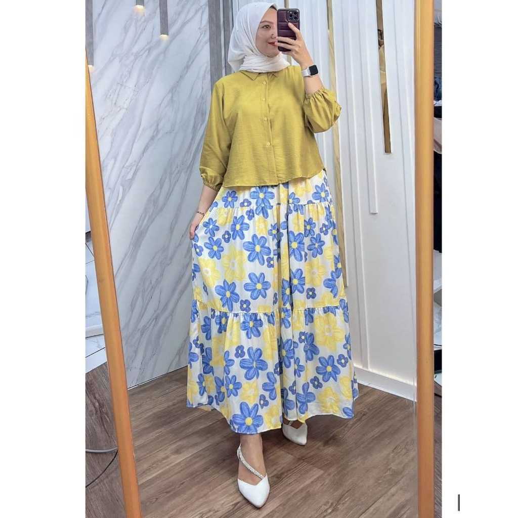ZaraSet Rok Wanita - One Set Rok Wanita Kekinian - Set Rok Korean Style Hijab - Setrok Wanita Import