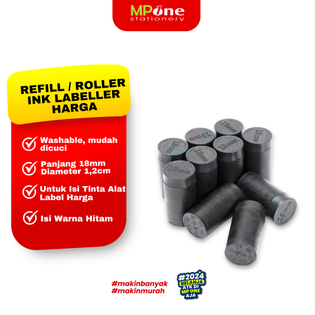 

Refill Tinta Mesin Label Harga Tinta Hitam 18mm /Tinta Refill INK Roller Label 18mm 2 Baris Vt-18