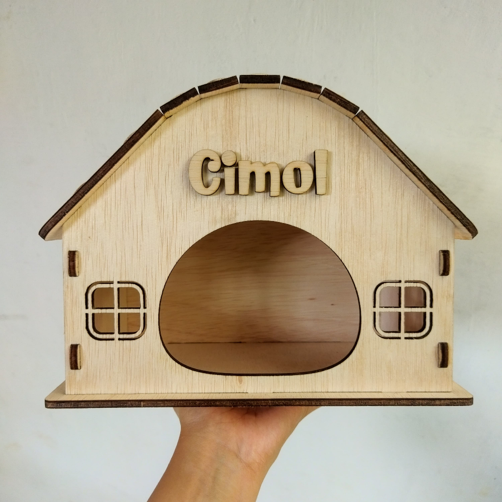 Rumah Landak Mini Kandang Hamster Besar Syrian Rumah Marmut Hideout Hamster Kayu Lucu Hedgehog