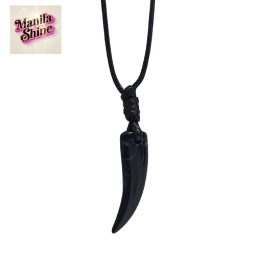 MANILABE KALUNG TALI ETNIK BANDUL TARING GADING PUTIH HITAM MOTIF / KALUNG PRIA WANITA ANAK