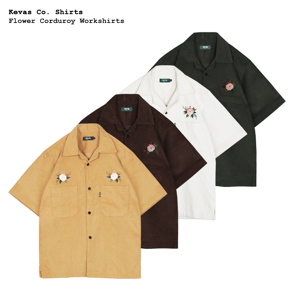 Kevas Flower Corduroy Work Shirt
