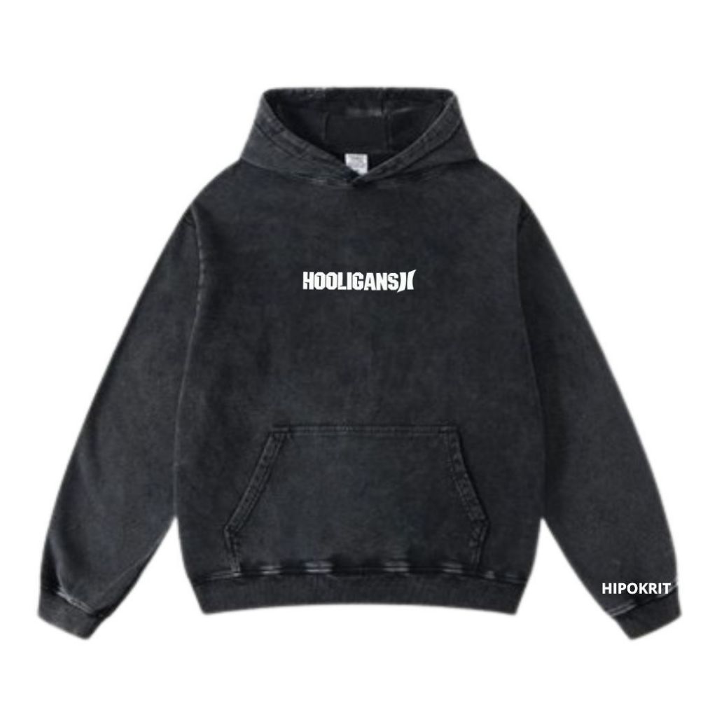 Hooligans Sweater Hoodie Black Washing