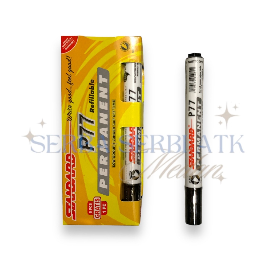 

MURAH BANGET MARKER / SPIDOL PERMANENT STANDART P 77 ISI (6 PCS BONUS 1) 7 PCS