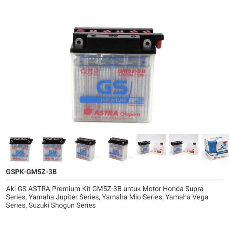 AKI MOTOR GS ASTRA BASAH AIR TERPISAH UNTUK MOTOR GRAND, MIO ORIGINAL GS ASTRA GSPK-GM5Z-3B