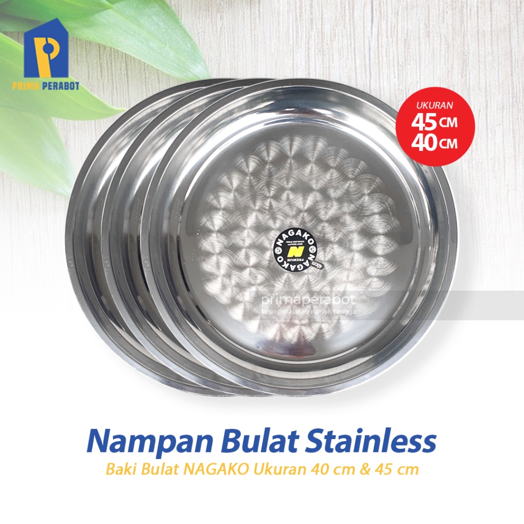 Nampan Bulat Baki Bulat Stainless 40cm
