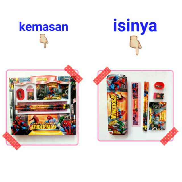

paket alat tulis study set stationery stationary set karakter spiderman