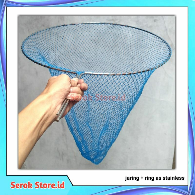 jaring serok ikan siap pakai + bahan ring as stainless 5 mm + jaring serok ukuran besar super kuat