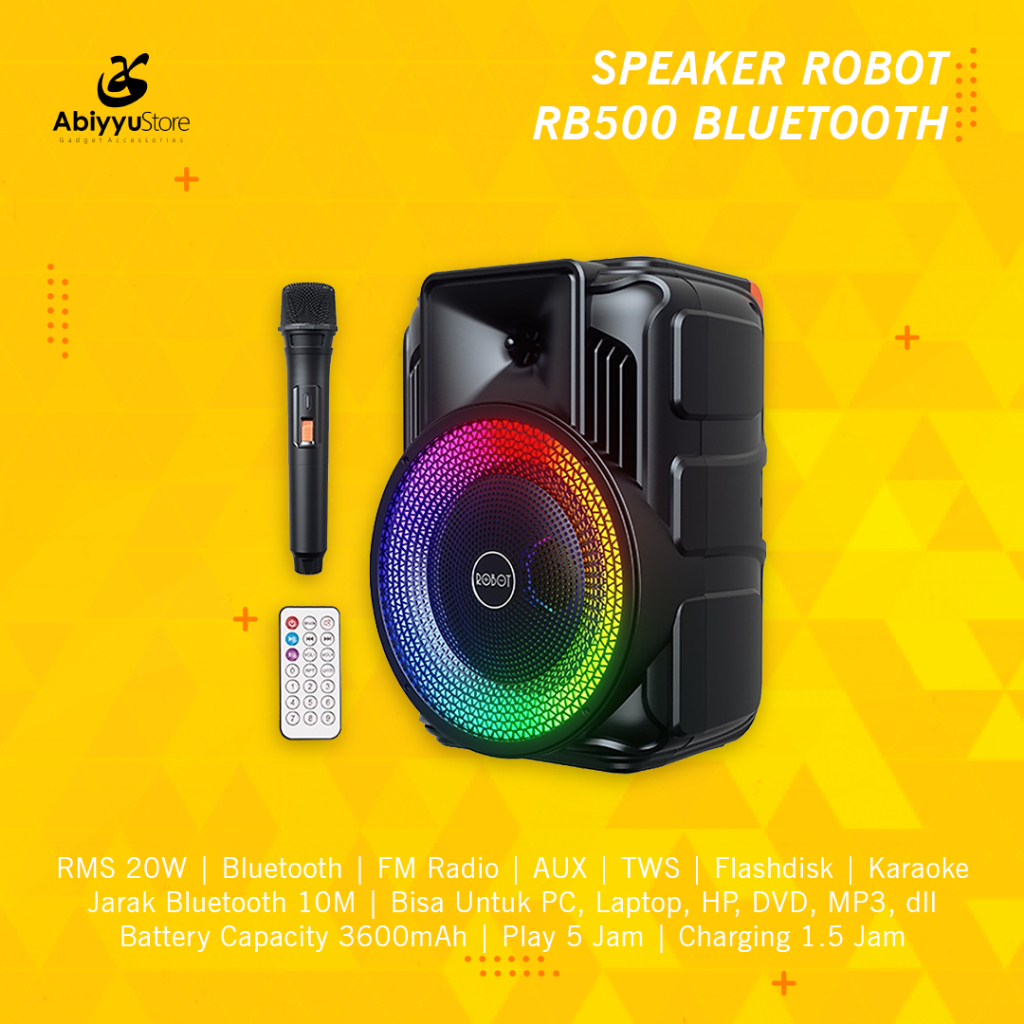 Speaker Bluetooth Robot RB500 Wireless Speaker Aktif PC Komputer Laptop Karaoke HP