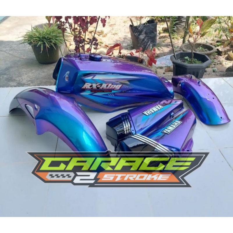 Tengki Tangki Bensin Yamaha RX King Biru Tahun 2004 Bunglon Ungu