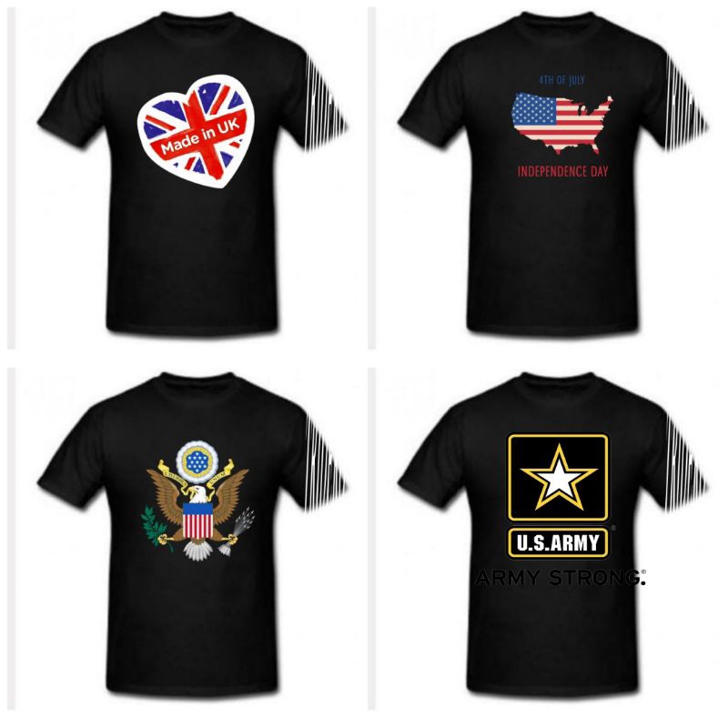 Kaos pria wanita kaos oblong kaos American us army bendera Amerika fashion pria wanita bahan tebal 2